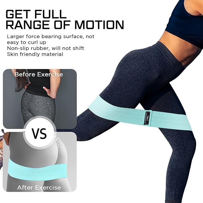 12 Pcs Fabric Resistance Bands for Working Out Booty Workout Stretch Exercise Bands Non Slip for Legs Squat Resistance Loop for Women Men Starter Butt Hip Thigh Fitness