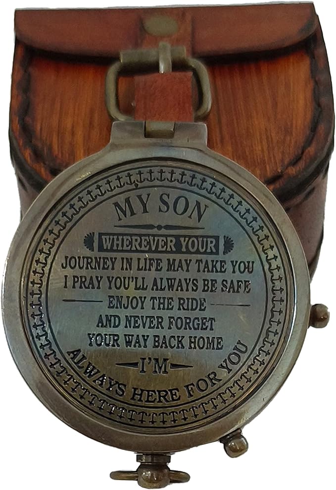 2 Inch Brass Compass Pocket Compass with Leather