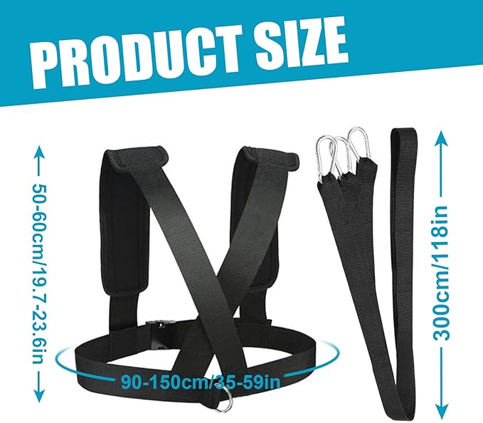 YNXing Sled Harness Workout Resistance and Assistance Trainer Physical Training Resistance Rope Kit Improving Speed, Stamina and Strength