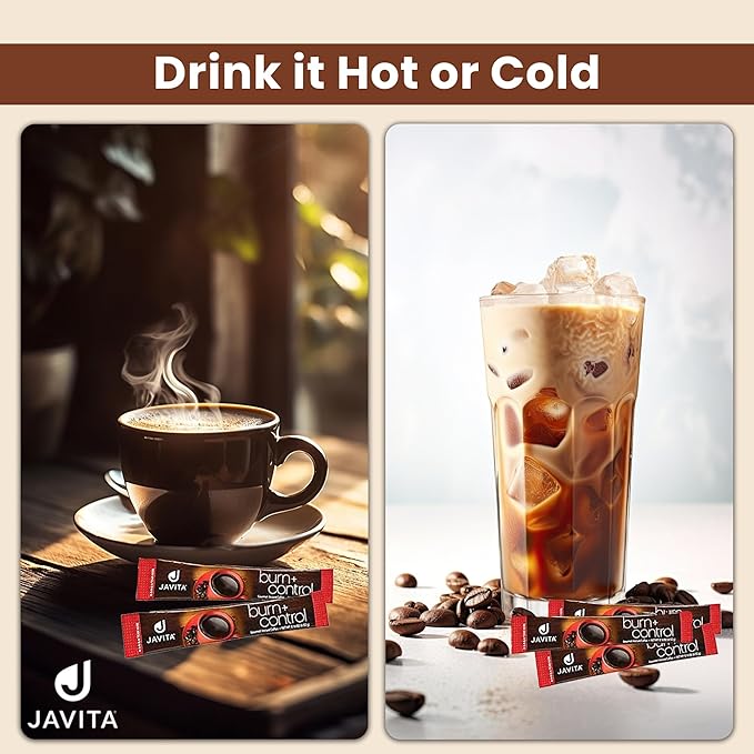 Javita Burn + Control Instant Coffee w Weight Management Herbs: Garcinia Cambogia & Yerba Mate - Slim Coffee with Help of Exercise, Keto Coffee for Diet Support, 1 box - 24 (4.55g) Sticks