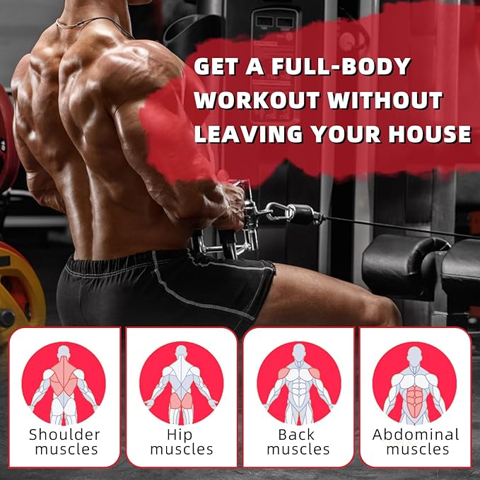 LAT Bar Cable Attachment with Rubber Handgrips, Deluxe Heavy Duty Solid Curl Bar Revolving Hanger Home Gym Cable Attachments