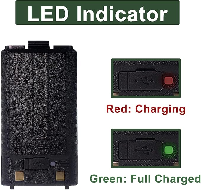 2 Pack BAOFENG UV-5RM Battery 2500mAh Enlarge Capacity UV-5RH Two 7.4V BL-5RH BL-5RH Li-ion GM-5RH Walkie