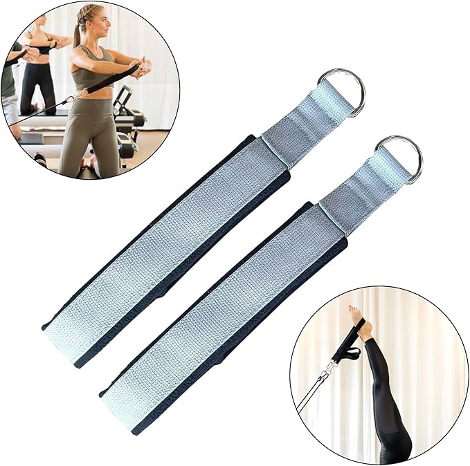 Pilates Double Loop Straps for Reformer, D Ring Straps Handle, Yoga Exercise Straps, 2 PCS