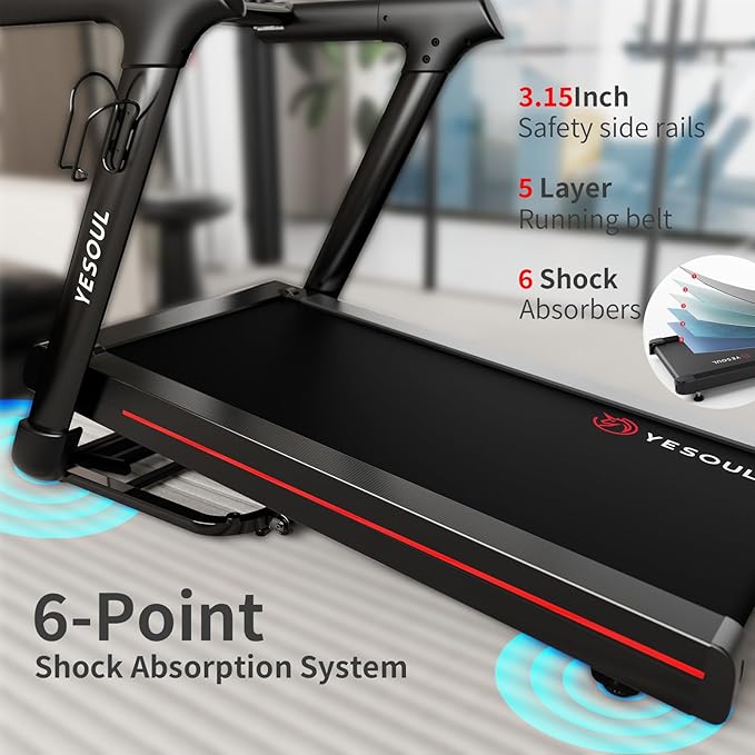 Yesoul Walking Pad Treadmill with 10% Auto Incline, Under Desk Treadmill for Home Walking, Hiking & Running, 300lbs Capacity, Smart App Scenic Routes & Live Classes, Remote & LED Display
