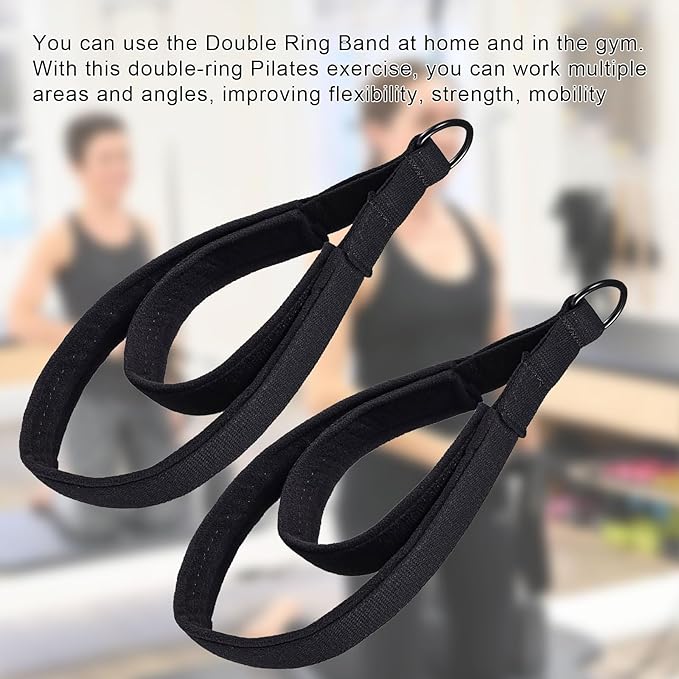 Pilates Double Loop Straps for Reformer, D Ring Straps Handle, Yoga Exercise Straps, 2 PCS