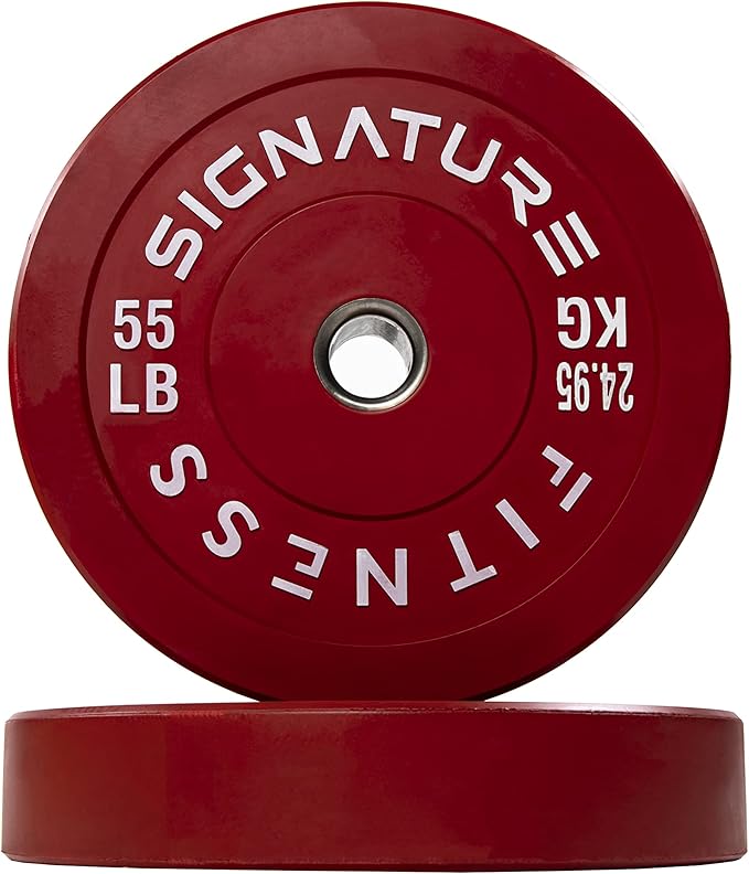 Signature Fitness 2" Olympic Bumper Plate Weight Plates 55LB Single,