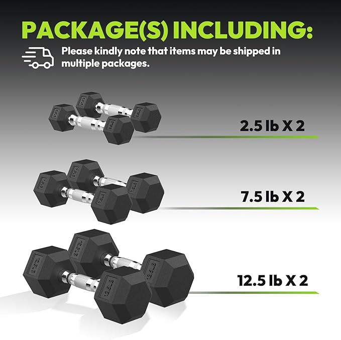 Hex Dumbbell Set, 30-480 lb Set Rubber Encased Exercise & Fitness Dumbbells, Weights Dumbbells Set, Hand Weight for Strength Training