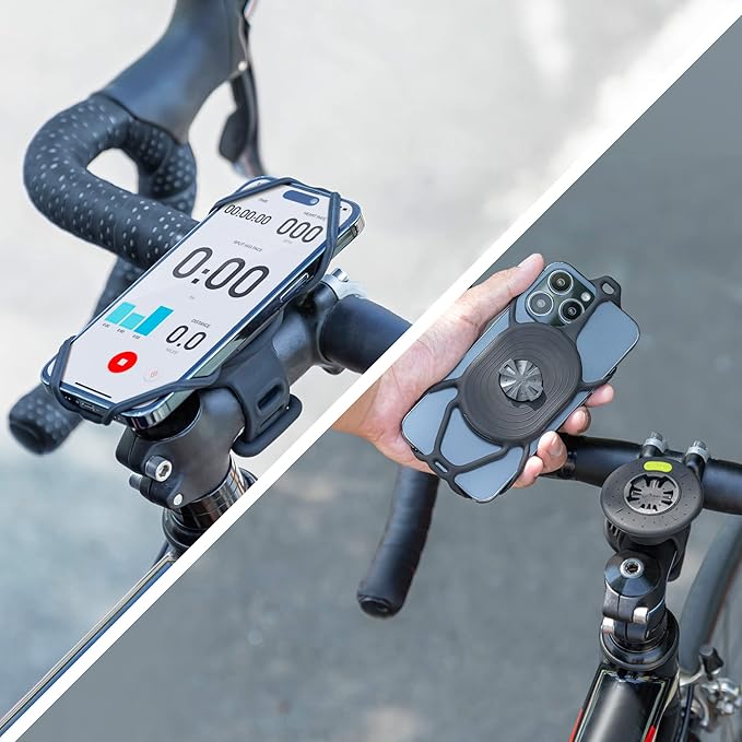 BONE Run + Bike Tie Connect Kit 2, 2-in-1 Running & Bike Phone Holder, Detachable & Rotatable 360° Sport Armband & Phone Mount Compatible with Most Smartphones (Stem/Armband 2-in-1 Connection Kit)