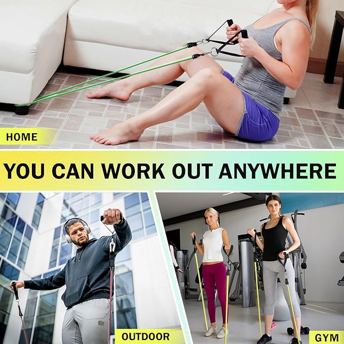 WHATAFIT Resistance Bands, Exercise Bands,Resistance Bands for Working Out, Work Out Bands with Handles for Men and Women Fitness, Strength Training Home Gym Equipment