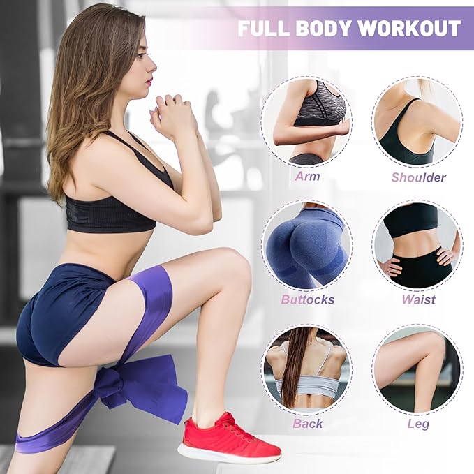 5 Pcs Resistance Bands, Professional Exercise Bands Elastic Stretch Bands for Fitness Yoga Pilates Stretching Strength Training, Workout Bands for Women and Men Home Gym