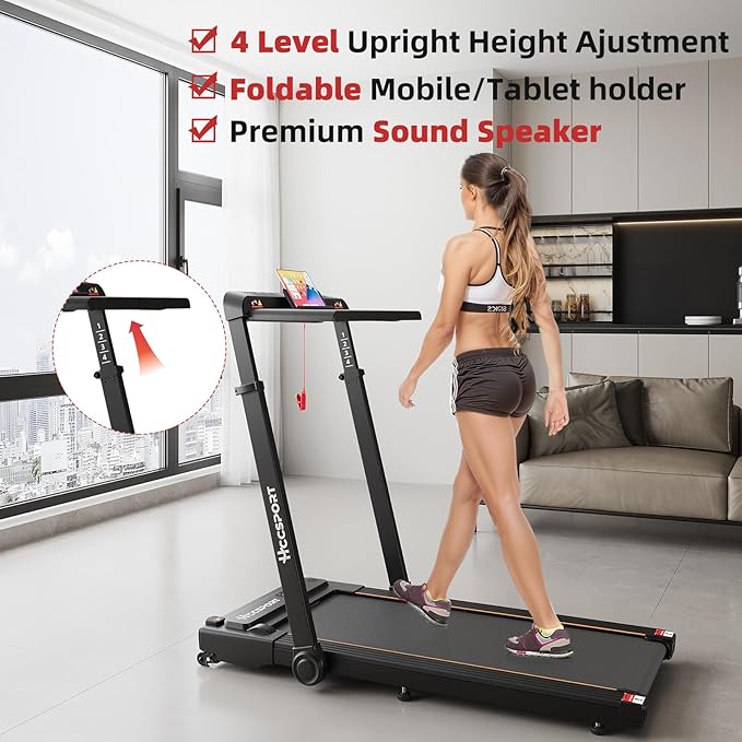 Treadmill with Incline, 3 in 1 Under Desk Treadmill Walking Pad with Removable Desk Workstation 3.5HP Foldable Compact Walking Treadmills for Home Small Office with Wristband Remote Control