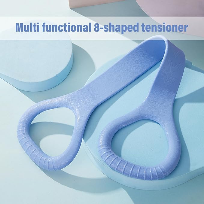 Figure 8 Fitness Resistance Band, Arm Back Shoulder Exercise Elastic Rope Stretch Fitness Band, Foot, Leg, Hand Stretcher, Arm Exerciser for Yoga Pilates Stretching Physical Therapy(Purple and Blue