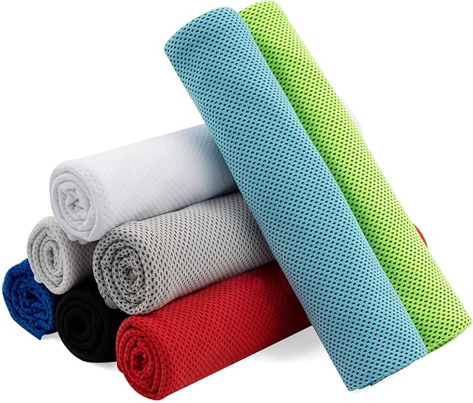 8 Packs Cooling Towel (40 x 12), Ice Towel, Microfiber, Soft Breathable Chilly Towel Stay Cool for Yoga, Workout, Sport, Gym, Camping, Fitness, Running, Workout & More Activities - Multicolor