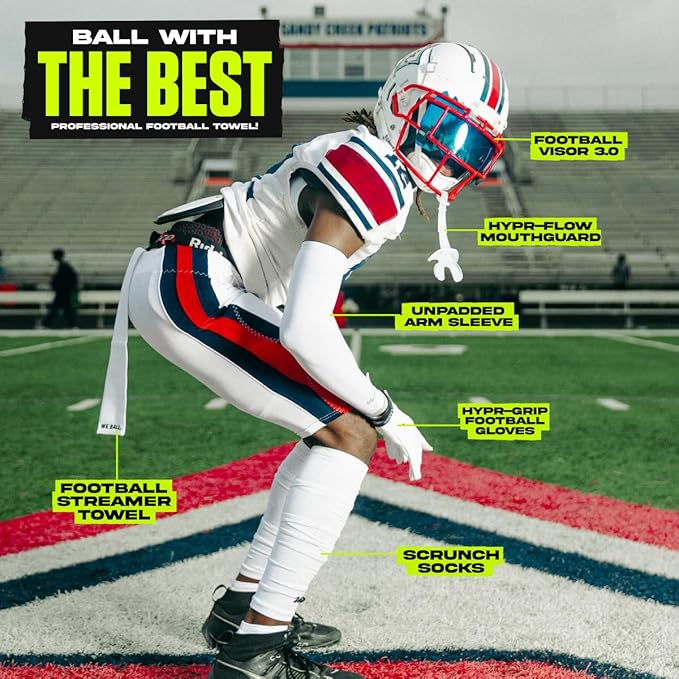 Streamer Football Towel, Sports Towel with Hook and Loop Fastener to Clean Football Visor and Gloves (Orange)