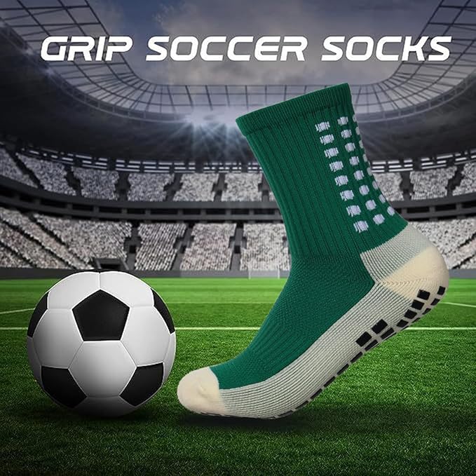 2 Set Anti-Slip Grip Soccer Socks with Shin Guard Sleeves, Sports Athletic Socks for Men Women