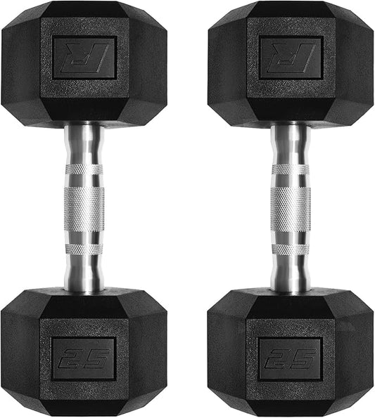 RitFit 5-650 LBS PVC Encased Hex Dumbbell Sets with Optional Rack for Home Gym, Hand weight with Chrome Handle for Strength Training, Workouts