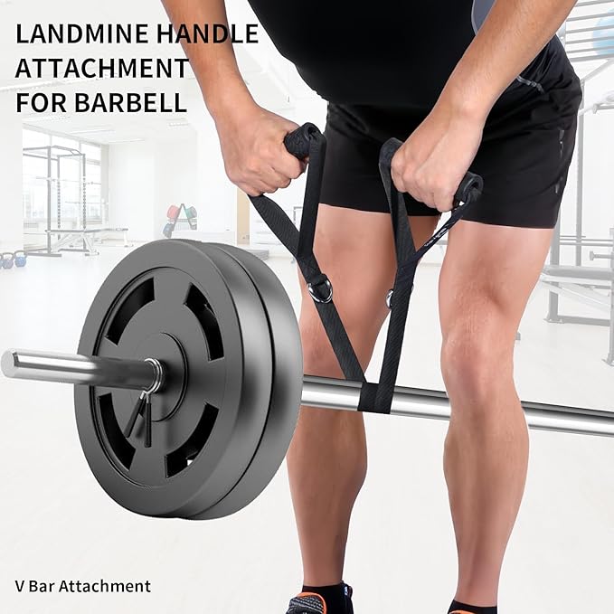 Landmine Attachment for Barbell Bar,Portable Landmine Handle Straps, T Bar Row Attachment, Fits Barbell and Cable Machine, Portable Strength Training and Home Gym Equipment