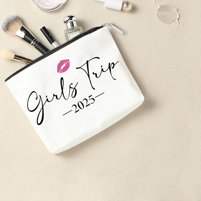 2 PCS Girls Trip Gifts Favors 2025 Girls Weekend Gifts for Women Bestie Gifts Friend Gifts Girls Trip Favors for Sister Her Daughter Friendship Holiday Vacation Makeup Bag Weekend Bags for Women