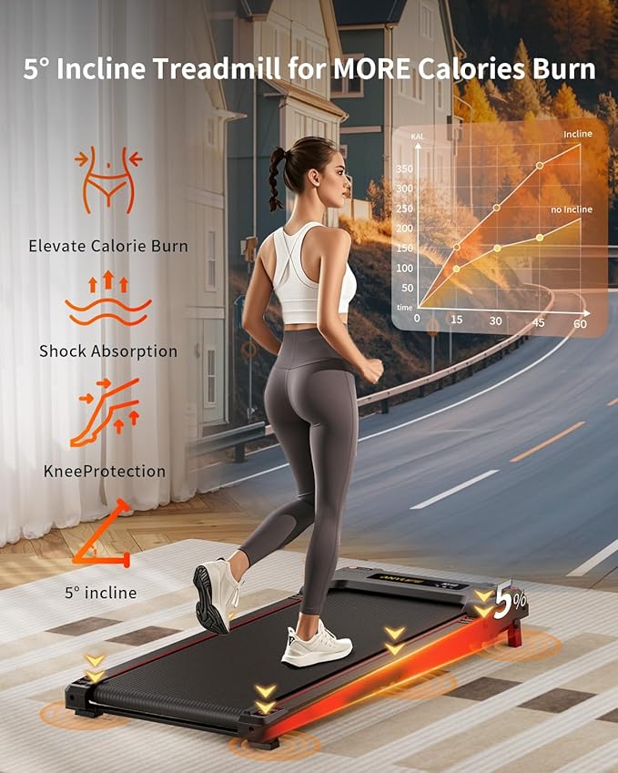 Walking Pad Treadmill, Anylife Incline Walking Pads Under Desk 330lb Capacity, 2.5HP Portable Treadmills for Home, Compact Treadmill Small Running Pad with LED Display, Remote Control