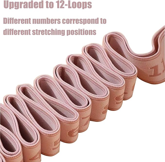 2PCS Stretch Strap for Dance Elastic Band for Gymnastics Stretching Strap Stretching Bands Multi-Loop Adjustable Exercise Bands Stretching Resistance Ballet Bands -12 Loops