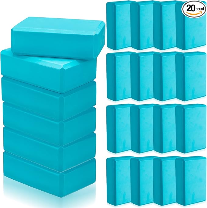 Outus 20 Pcs Yoga Blocks Bulk 9 x 6 x 3 Inch High Density Bricks to Improve Strength Flexibility Balance Soft Non Slip Gymnastic Blocks for Yoga Sports