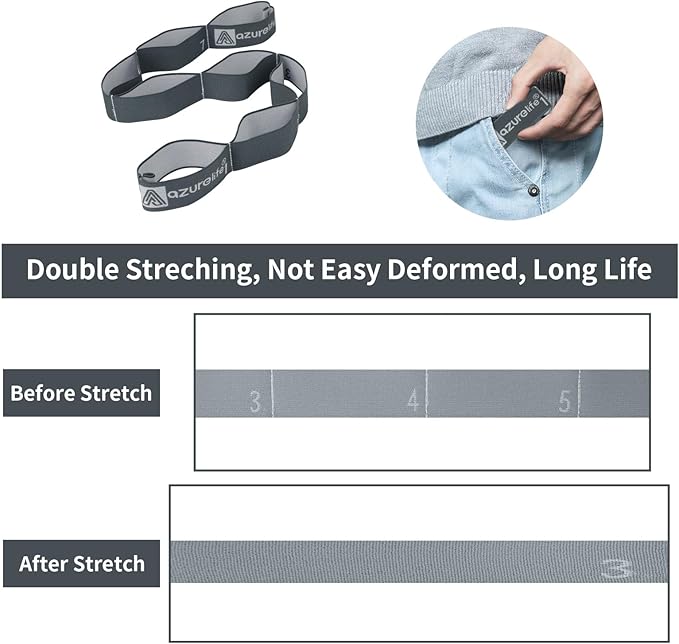 Premium Durable Stretch Straps with Loops, Stretching Strap for Physical Therapy, Multi-Loop Yoga Strap Fitness Exercise Strap for Yoga, Pilates, Dance, Flexibility&Exercise