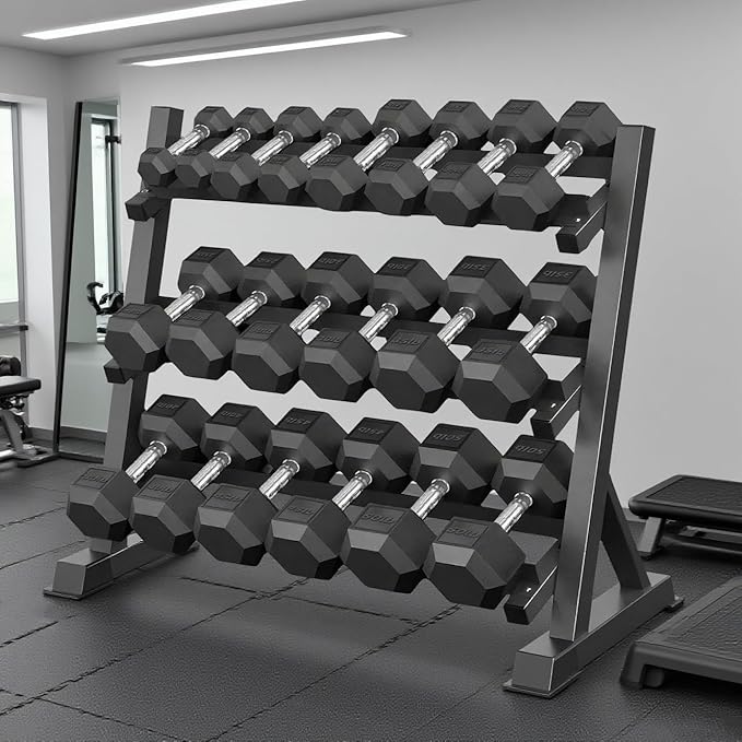 350/450/550 lbs Hex Weight Dumbbell Sets with Rack 5-50 lbs Hand Weights for Strength Training for Home Gyms Men Women Rubber Iron Rubber Coated Exercise & Fitness Muscle