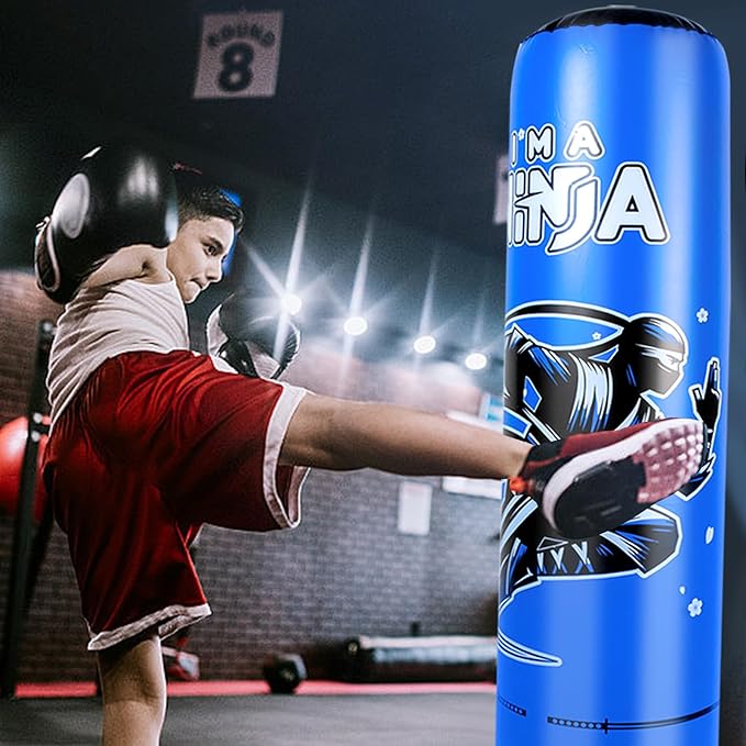 Larger Inflatable Punching Bag for Kids with Boxing Gloves,Tall 66 Inch Ninja Kids Inflatable Boxing Bag,Gifts for Boys & Girls Age 5-12 for Taekwondo,MMA and Practicing Karate