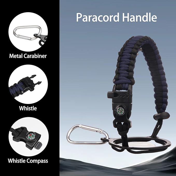 Insulated Water Bottle 64oz,Triple Wall Vacuum Stainless Steel(Dishwasher Safe),Leak Proof & Non-BPA,Flask Jug with Paracord Handle & Straw Spout Lids Sports