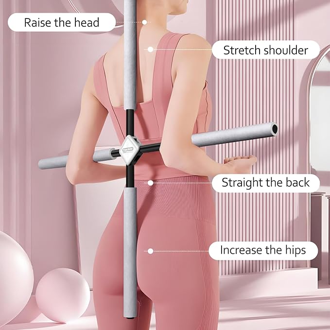 Back Straightener Posture Corrector|Yoga Stick Stretching Tool for Women and Men|Portable Posture Corrector Pole,Stretch Mobility Stick, Physical Workout Exercise Dowel