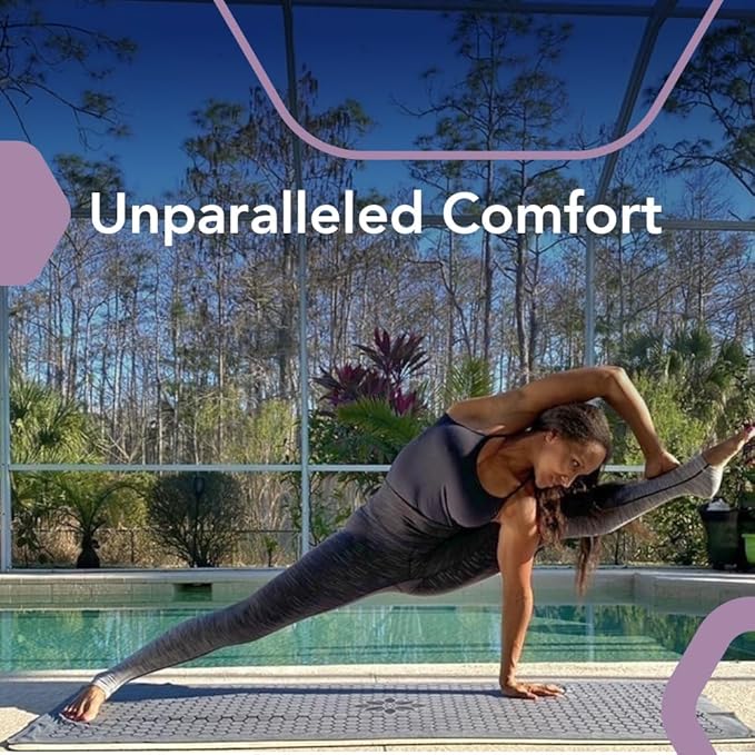 Clever Yoga Non-Slip Hot Yoga Towel – Non-Slip Grip for Hot Yoga, Sweat Absorbent, Honeycomb Silicone Grip, Stays Flat – Ideal for Pilates, Travel, Washable & Lightweight - Gray