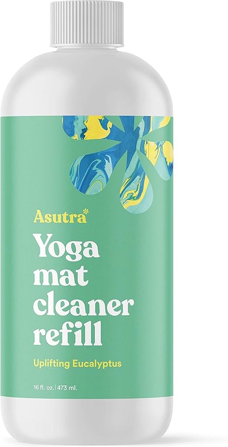 ASUTRA Yoga Mat Cleaner Spray Refill (Uplifting Eucalyptus), 16 fl oz - No Slippery Residue, Organic Essential Oils Deep-Cleansing for Fitness Gear & Gym Equipment