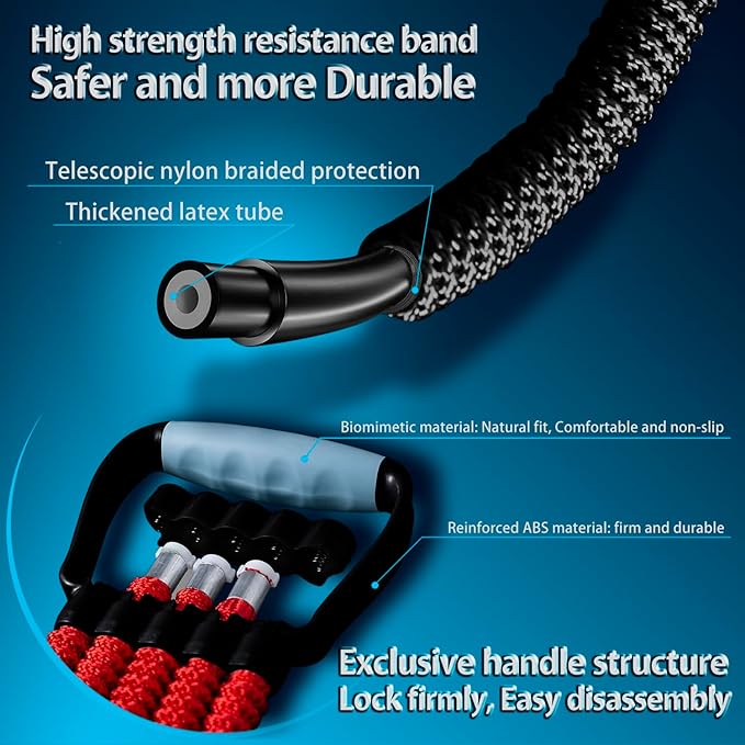 5-Level Chest Expander with Adjustable Resistance Bands, Exercise Band with Handle, Suitable for Men and Women of Different Strength Classes Fitness, Yoga, Training Home Gym Equipment