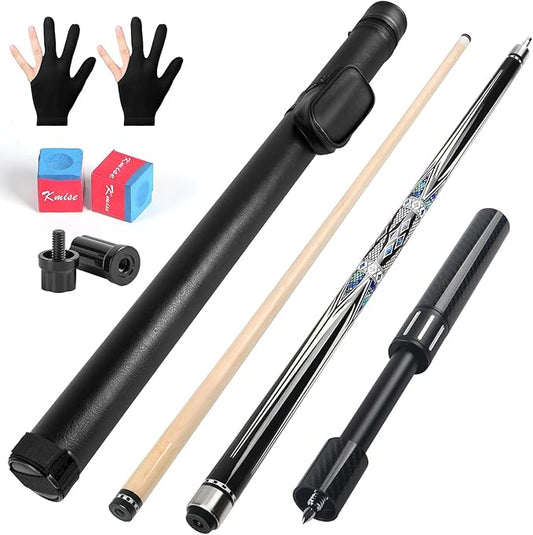 Kmise Professional Pool Cue Stick - 19 20 21oz Canadian Maple Cue Sticks, Low Deflection Shaft with Telescopic Carbon Fiber Extension, Pool Sticks for Aults, Billiard Cue Sticks with Leather Cue Case