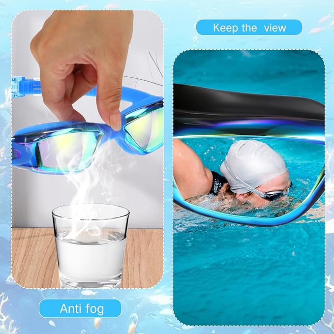 Konohan 10 Pack Swim Goggles Bulk for Kids adult Pool Goggles Anti Fog Silicone No Leak Swimming Glasses for Men Women Youth