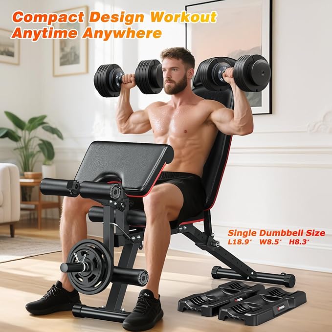 XDDIAS Adjustable Dumbbell Set of 2, 25/55/80LB Dumbbell Set-1Sec Adjustable Weights-5/10 in 1 Free Weights Dumbbells Set with Effortless Tray/No-Slip Handle-Compact Size for Women/Men at Home Gym