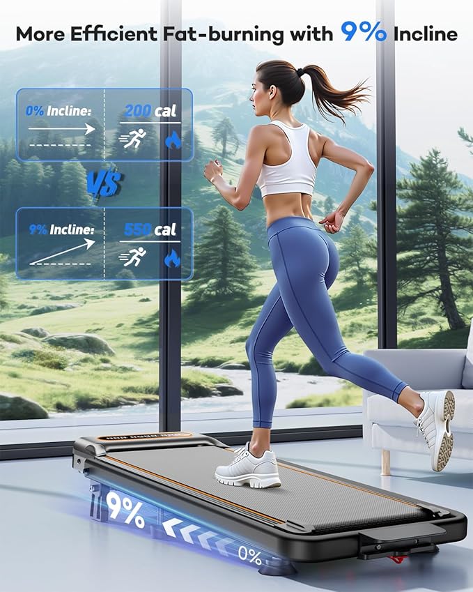 Foldable Treadmill with 10% Incline Upgrade 3.5HP Low Noise Walking Pad Treadmill with Handle Bar Rayspace 4 in 1 Portable Under Desk Treadmills for Home/Office, 350Lbs Capacity, APP & Remote Control