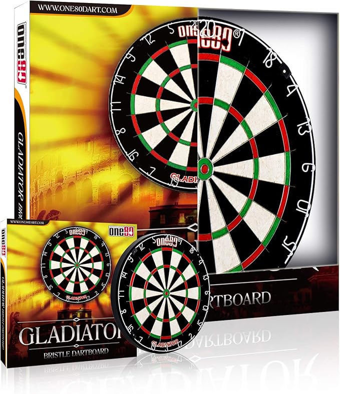Gladiator Dartboard with Top-Grade African Sisal and Sword Edge Staple Free Wire Spider for Maximum Scoring Potential and Less Bounce Outs