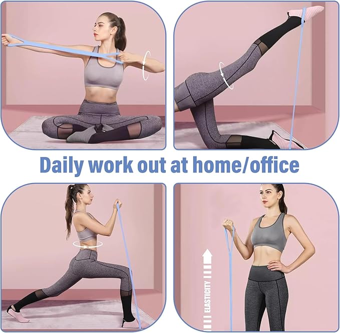 Figure 8 Fitness Resistance Band, Arm Back Shoulder Exercise Elastic Rope Stretch Fitness Band, Foot, Leg, Hand Stretcher, Arm Exerciser for Yoga Pilates Stretching Physical Therapy(Purple and Blue