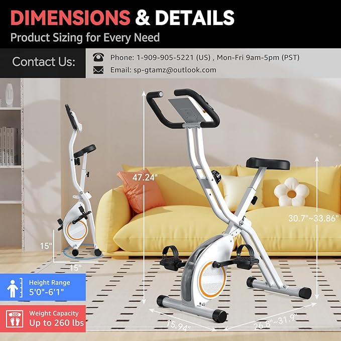 Foldable Exercise Bike Stationary Bikes for Home, 5 IN 1 Indoor Workout Bike, Cycling Bike with 16-Level Quiet Magnetic Resistance, 6.6 LBS Flywheel and 300LBS Capacity, 2025 Designed 817 X-bike