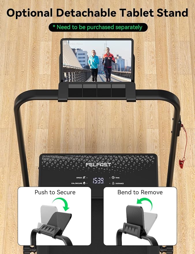 Walking Pad Treadmill, 12% 5-Level Auto Incline, 2-in-1 Under Desk Foldable w/Remote Control, 12 HIIT Mode, 265 Lbs, 7.6 MPH Max, Portable Treadmill for Office Home, No Tablet Stand