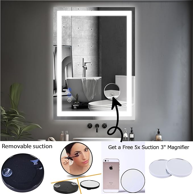LED Bathroom Mirror with Lights for Wall Mounted 40x24in Large 3 Color