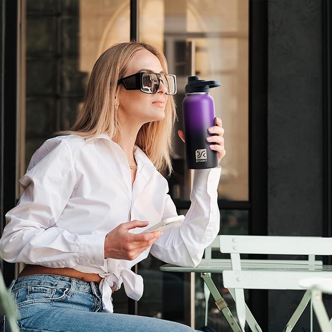 32 oz Insulated Water Bottle | Thickened Stainless Steel Vacuum Metal | Portable Sports Water Jug for Gym and Hiking with Straw, Carrier Bag, Handle Strap | BPA-Free 32 oz