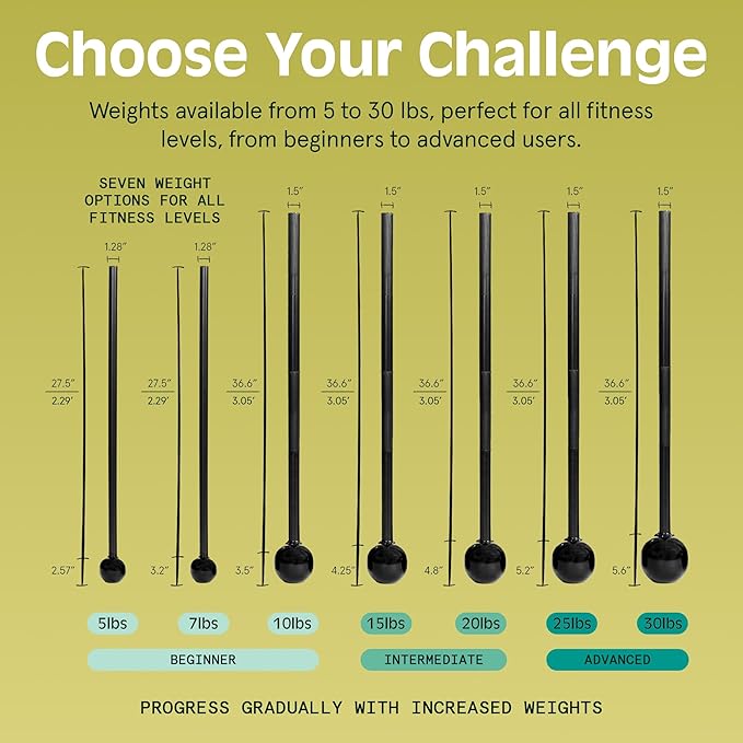 Retrospec Revolve Steel Macebell for Strength Training, Rehabilitation, Stretching, Conditioning and Rotational Training - 5, 7, 10, 15, 20, 30lb Options for Women & Men