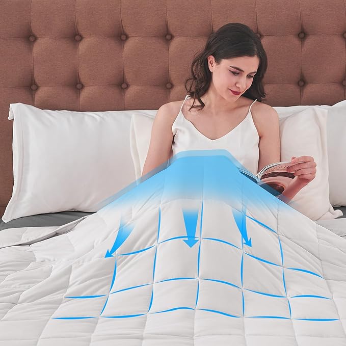 King Size Weighted Blanket for Adults (30 lbs, 80” x 87”, White) Cooling Heavy Blanket for Sleeping Perfect for 290-310 lbs, Breathable Blanket for Adults & Couple All Season, Machine Washable