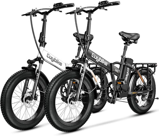 1000W Folding Electric Bike, 48V 20AH Large Removable Battery E Bike, 30+MPH, 80 Miles Max Range, 20" Fat Tire Electric Bike for Adults, Adult Electric Bicycles for Commute Beach Snow