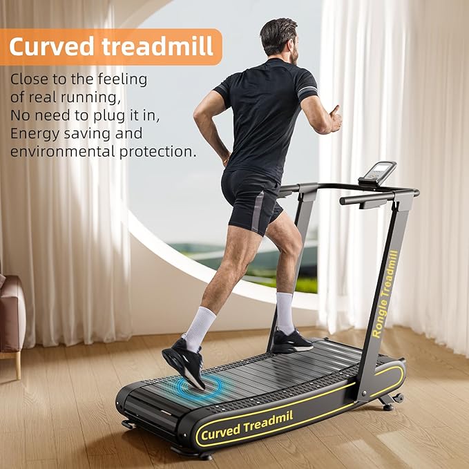 Curved Treadmill, Curved Treadmills Home, Non-Electric Motorized Treadmill-300 LBS Capacity,No Assembly Required Self-Generated Curved Treadmill Exercise Treadmills