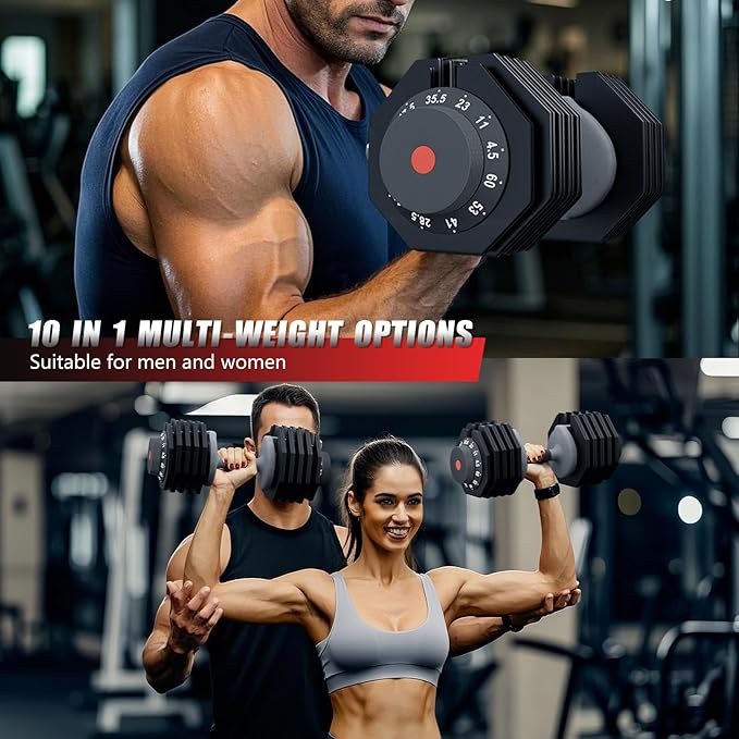 Adjustable Dumbbell Set of 2 Anti-Slip Handle 5 Different Free Weights Per Dumbbell for Men Women Home Workout Gym