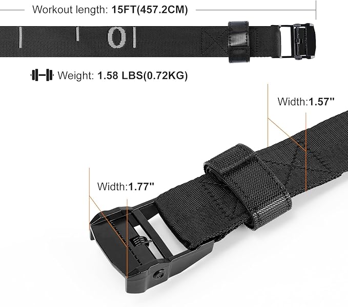 Teamaze Gymnastics Rings Straps with 15 FT Adjustable Number Buckle for Pull-Up Bar Workout Exercise Gym Hanging Rings Indoor (One Pair Strap Only)