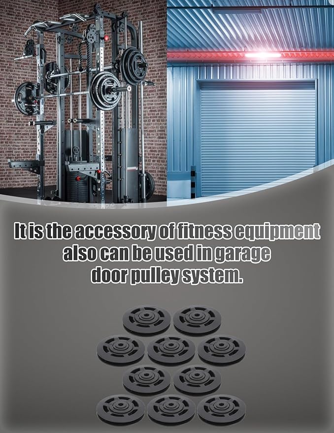 10 Pcs Nylon Pulley Wheel OD 3.7in Nylon Bearing Pulley Wheel for Gym Equipment Smooth Nylon Wheel Replace for Gym Equipment Part Cable Exercise Machine Attachments Used for Wire Rope Traction